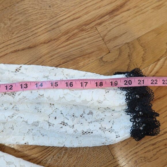 Alexis floral Lace Blouse White black button Romantic Chic Designer formal Larg - Picture 12 of 12